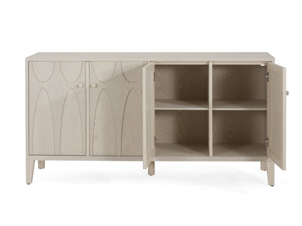 Wood Sideboard With Adjustable Shelves And Storage Cabinet - White Washed