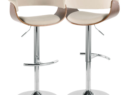 Vintage Mod - Mid Century Modern Adjustable Height Barstool With Swivel With Rounded T Footrest (Set of 2)