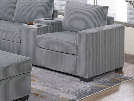 Contemporary L-Shaped Sectional Set With USB Console & Ottoman