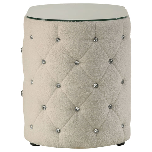 Santiago - Oval 2 Drawer Upholstered Nightstand - Ivory