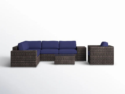 Wicker Seating Group Set With Table And Cushions