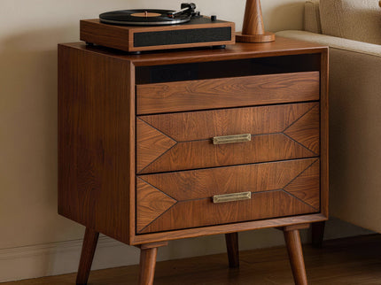 Nightstand With Charging Station, 2 Drawers And Open Shelf, USB / Type C Ports