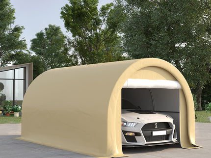 Outsunny - 10' x 16' Carport, Heavy Duty Portable Garage Storage Tent With Large Zippered Door, Anti-Uv Pe Canopy Cover For Car, Truck, Boat, Motorcycle, Bike, Garden Tools, Outdoor Work