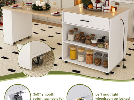 Expandable Kitchen Island With Power Outlet