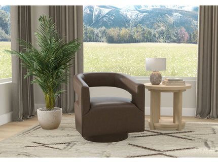 Swivel Accent Chair With Geometric Backrest