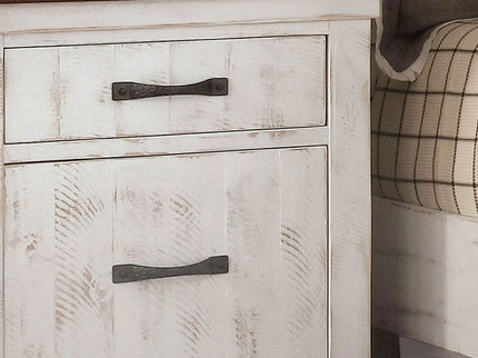 2 Drawer Nightstand With Brass Arch Pulls, Bedroom Furniture - Brown / Distressed White / Walnut