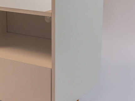 TV Stand For TVs Up To 45" With Open Storage Shelf, Cable Management, 1 Door And 1 Drawer