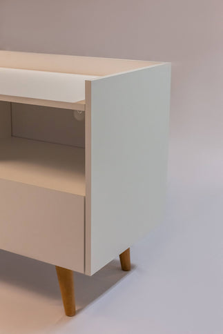TV Stand For TVs Up To 45" With Open Storage Shelf, Cable Management, 1 Door And 1 Drawer