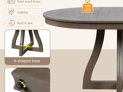 Round Extendable Dining Tabl, Middle Leaf, Curved Legs