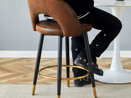 Upholstered Rotatable Bar Chair With Metal Legs For Dining Room
