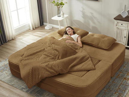 Multi Functional Sectional Sofa Bed With Independent Chaise Lounge And Functional Blanket