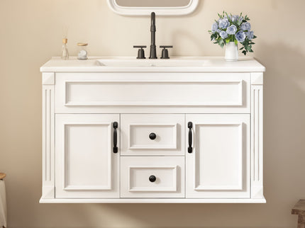 French Simple Style Wall Mounted Bathroom Cabinet With Sink