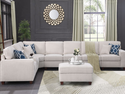 Ted - Sectional Sofa With Ottoman - Beige