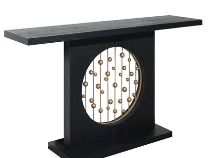 Console Table With Circular Art Decor For Living Room - Multi