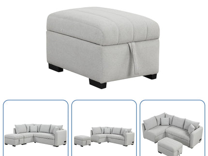 L-Shaped Sectional Pull Out Sofa Bed Sleeper Sofa With Two USB Ports, Two Power Sockets And A Movable Storage Ottoman