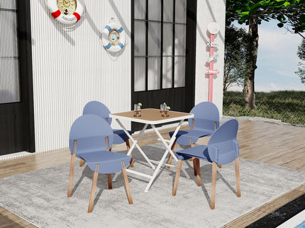 4 Piece Set Of Single Chairs With A Folding Square Table