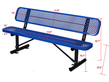 6' Outdoor Steel Bench With Backrest