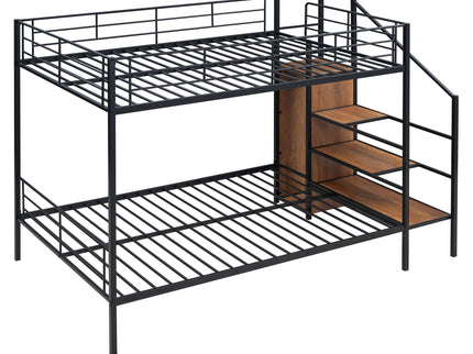 Bunk Bed With Lateral Storage Ladder And Wardrobe
