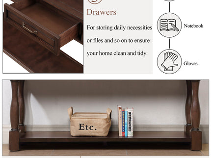 Console Table With 3 Drawers And 1 Bottom Shelf For Entryway - Espresso