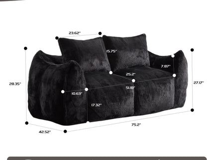 Giant Bean Bag Couch, Ultra Soft Fluffy Loveseat For Living Room