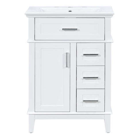 Modern Bathroom Vanity With Sink, Flip Drawer & 3 Drawers, Soft Close Hinges, Adjustable Shelf