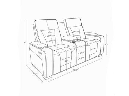 Austin - 3 Piece Reclining Sofa And Loveseat With Storage Arms - Gray