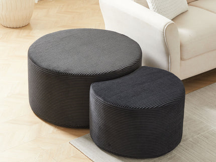 Modern Upholstered Round Coffee Table For Living Room (Set of 2)