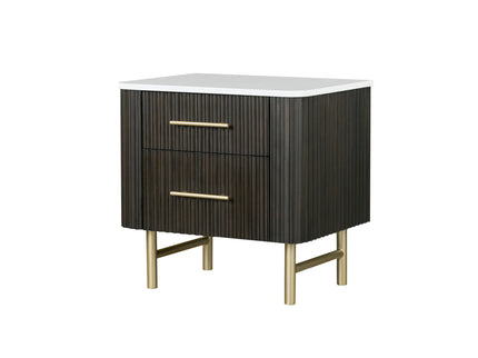 Clayten - Nightstand - Espresso / White Marble