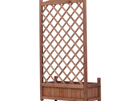 Raised Garden Bed With Trellis 2 Pack, Outdoor Planter Box & Plant Stand With Climbing Racks - Brown