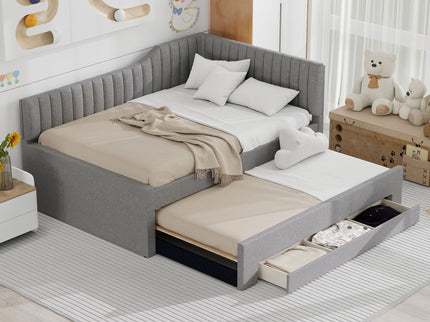 Upholstered Daybed With Trundle And 3 Drawers