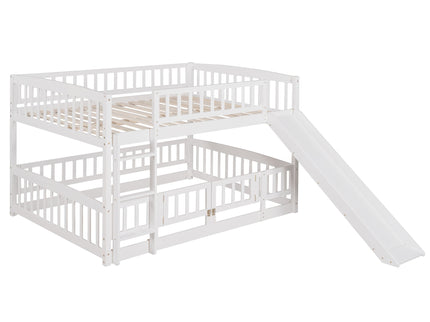 Low Bunk Bed With Slide, Fence And Ladder