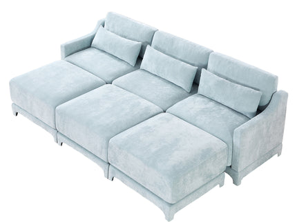 Stylish Sofa With Ottoman And Lumbar Pillows, Ergonomic Design