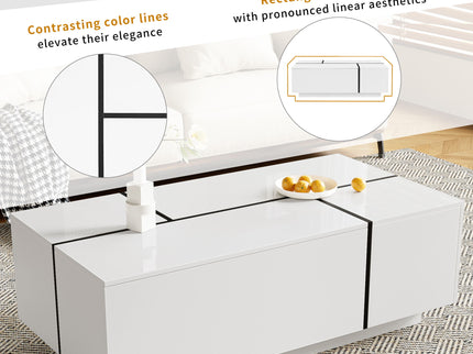 Extendable Coffee Table With 2 Hidden Storage Space And 2 Drawers For Living Room