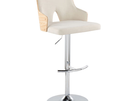 Stella - Contemporary Adjustable Barstool Stool With Swivel & Rounded T Footrest (Set of 2)