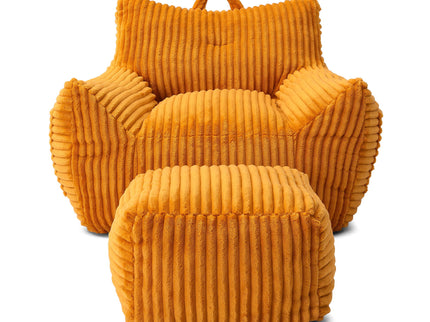 Giant Bean Bag Chair With Armrests And Footstool