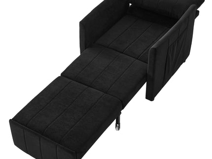 Upholstered Convertible Sleeper Sofa With 5 Position Backrest, Side Pockets, Storage