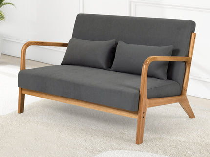 Leisure Chair With Solid Wood Armrest And Feet, Mid-Century Modern Accent Sofa, 2 Seat