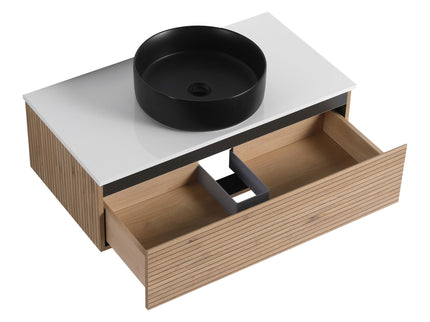 Wall Mounted Bathroom Vanity With Art Sink & 1 Soft Close Drawer