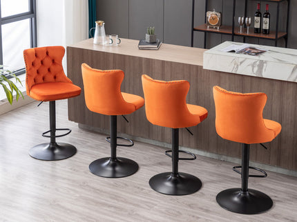 Swivel Barstools Adjusatble Seat Height, Modern Upholstered Bar Stools With Backs Comfortable Tufted For Home Pub And Kitchen Island (Set of 2)