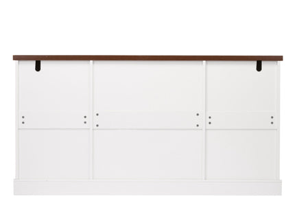 Barn Door Storage Cabinet With 2 Drawers & Door Rack, Adjustable Shelves
