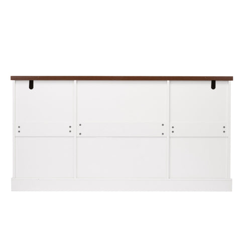 Barn Door Storage Cabinet With 2 Drawers & Door Rack, Adjustable Shelves