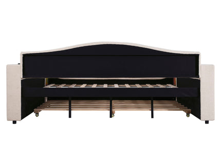 Upholstered Daybed With Storage Armrests, Trundle And Latest Integrated tooth Audio System