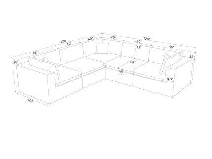 Modular Sectional & Toss Pillows - Dark Gray