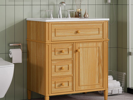 Bathroom Vanity With Flip Out Drawer, 2 Soft-Close Drawers
