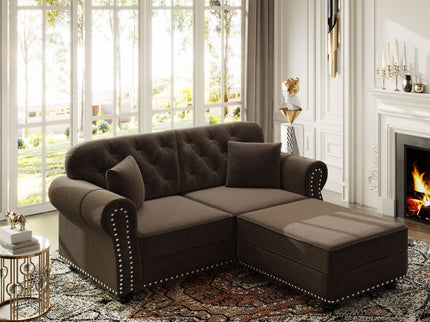 Upholstered Sofa Set With Nailhead Trim And Rolled Armrests, Includes Pillows