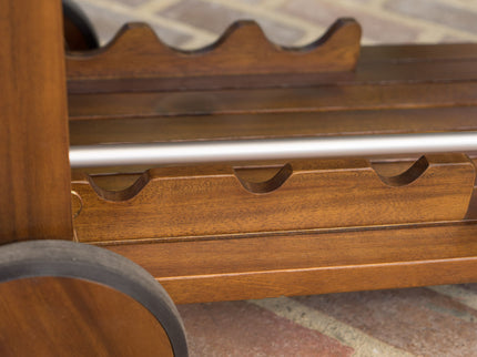 Wood And Aluminum Bar Cart With 2 Shelves - Oak / Silver