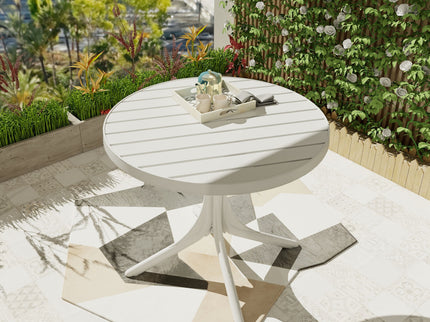 Modern Round Table, Waterproof, UV Resistant And Durable - White