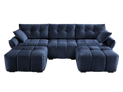 Sofa Set With Ottoman And Pillows, Textured, High Resilience Cushions