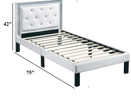 Glamours Style Bed With Diamond Tufted Padded Headboard