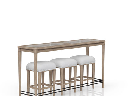 Glass Console Table With 3 Stools - Frosted